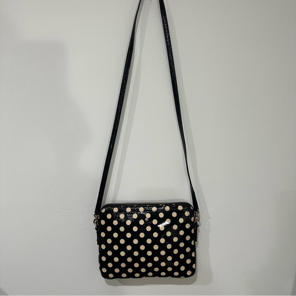 Kate Spade Black & Ivory Patent Polka Dot Crossbody Bag - Picture 2 of 11